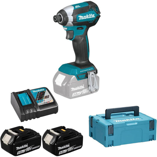 Makita DTD153RTJ 18 V Li-ion LXT Brushless Impact Driver Complete with 2 x 5.0 Ah Li-ion Batteries and Charger in a Makpac Case